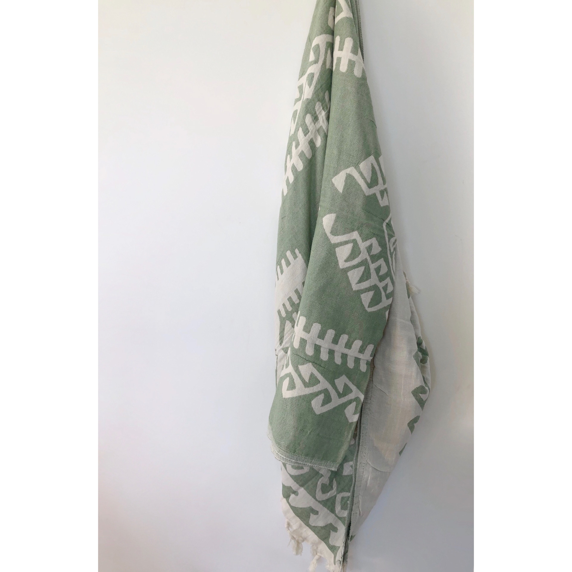 Salty Shadows Jacquard Weave Turkish Towel - Aztec Green - Stand